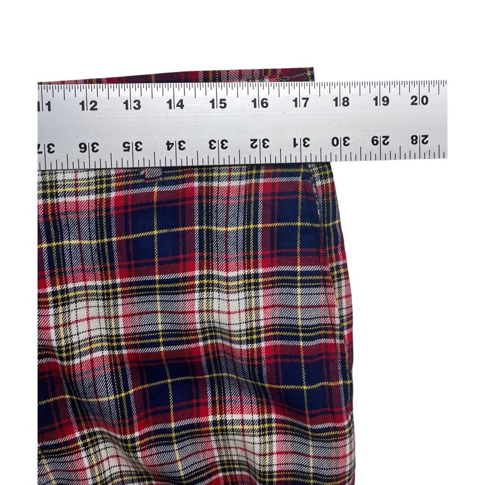 vtg 80s 34x30 Red White Blue Yellow Plaid Tartan Pants Trousers USA Cotton Blend - Picture 2 of 7